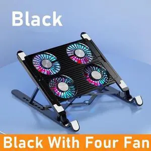 Adjustable Laptop Tablet Stand with 4 High-speed Cooling Fan, Foldable Computer Riser, Ergonomic Computer Stand for desk,Compatible with All 11-17.3 Inches Tablet or Laptop Notebook, MacBook, Air, Pro
