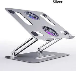 Aluminum Laptop Tablet Stand with Dual High-speed Cooling Fan, Ergonomics Foldable Ultrabook Tablet Riser, Computer Stand, Adjust Laptop Tablet Holder for MacBook 11-17.3" Laptop Tablets & Notebook