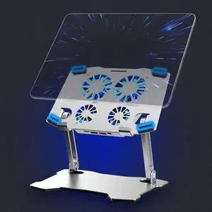 Tablet Stand with 4 High-speed Cooling Fan, Adjustable Aluminum Ergonomic Portable Desktop Holder,Compatible with MacBook Air Pro, Dell XPS, Lenovo More 9-13.3" Tablets & Notebook