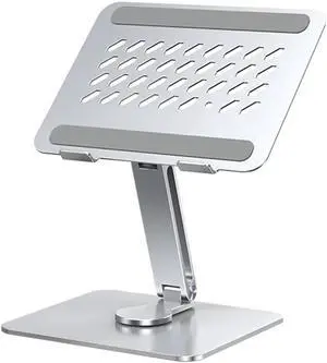 Swivel Laptop Stand, Tablet Stand 360 Degree Rotation Folding Hollow Cooling Aluminum Alloy Desktop Tablet Laptop Holder Stand Holder Silver