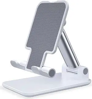 Cell Phone Stand for Desk,T9 Angle Height Adjustable Cell Phone Holder on Home and Office, Mobile Phone Stand Cradle Compatible with iPhone 13 MAX/XR XS/Samsung Galaxy/Switch,(4-12.9Inches) White