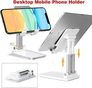 Cell Phone Holder, Adjustable Desktop Cell Phone Stand Cradle Dock Compatible Tablet StandiPhone Stand ipad Foldable Phone Stand for Desk 4-12.9'' iPhone 13,iPad,Tablet, Kindle, White