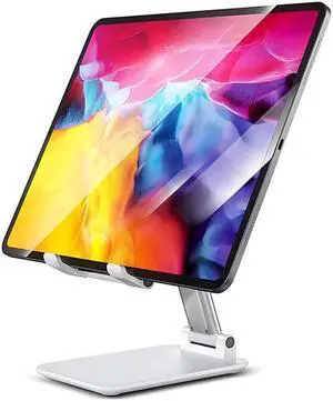 Desktop Cell Phone Stand, Angle Height Adjustable Phone Stand, Desktop Phone Holder Dock Stand for Desk, Compatible with iPhone 13/Mini/Pro/Max, All Smartphones and Tablets(4-12.9Inches), T9 White