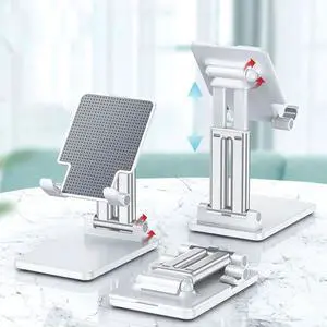 Cell Phone Stand, Foldable Phone Holder, Angle Height Adjustable Phone Stand for Desk, Compatible with and More 4.7-13 inch Devices, iPhone 13/12/11 Pro Max, Samsung Galaxy S10 S21 Ultra (White)