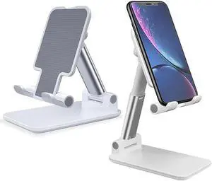 Desktop Foldable Phone Holder,Upgraded T9 Angle Height Adjustable Phone Stand for Desk, Compatible with and More 4.7-12.9 inch Devices, iPhone 13/12/11 Pro Max, Samsung Galaxy S10 S21 Ultra (White)