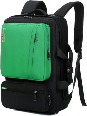 SOCKO 17 Inch Laptop Backpack with Side Handle and Shoulder Strap for Up to 17 Inches Laptop Notebook Computer,Black+Green