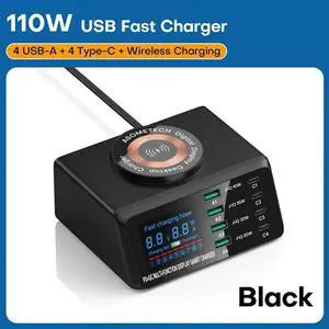 110W Multi USB Charging Station Fast Wireless Charger QC3.0 PD PPS Quick Charge for IPhone 14 Max Xiaomi Samsung HuaWei Laptop