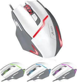 Professional Game Mouse, 7200DPI 7 Buttons USB Optical Wired Gaming Mouse Gaming Mice Mice with LED Breathe Light for Pro Game Notebook, PC, Laptop, Computer, Macbook White