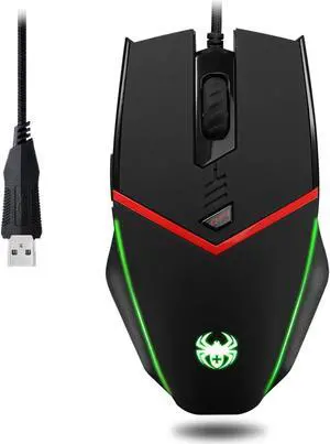 Zelotes Programmable Gaming Mouse,500/1000/1500/2000/3200DPI,6 Programmable Buttons,Weight Tuning Set,Ergonomic LED Wired Mouse Computer Mice for Gamer PC Laptop Desktop Notebook,Black