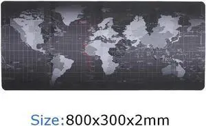 L 31.50 in * W 11.81 in Extended Large World Map Black Locking Edge Thicken Mouse Pads Mouse Mat Keyboard Mat