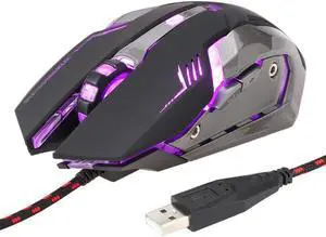 Gaming Mouse for PC Games Mouse LED Backlit Wired Gaming Mouse 3200 DPI High-Precision Laser Computer Gaming Mouse with 6 Programmable Buttons (Black)