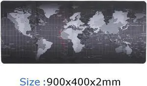 Extended Large Size, Gaming Mouse Pad, Non-Slip Rubber Base, Large Size Desk Pad, Black World Map & Color Sewn (Black, XXXL Size 35.43 X 15.75X 0.08inch)