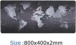 Extended Large Size, Gaming Mouse Pad, Non-Slip Rubber Base, Large Size Desk Pad, Black World Map & Color Sewn (Black, XXL Size 31.50 X 15.75X 0.08inch)