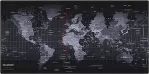 Extended Large Gaming Mouse Pad - 35.4"x15.8"x0.08" Dimension - Portable with Extended XXXL Size - Non-slip Rubber Base - Special Treated Textured Weave with Precision Control (worldmap)