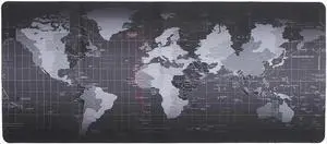 XXL 800*300*2mm World Map Speed Keyboard Mouse Pad Mat Computer Gaming Mousepad Locking Edge Table Mat- Non-slip Rubber Base for PC Computer Laptop