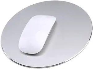 Mouse Pad Round Aluminum Alloy Gaming Mouse Pads Non-Slip PU Base Micro Sand Blasting Aluminum Surface Nice Smooth Top Sleek and Very Easy to Clean for Computer Laptop,8.66"x8.66"x0.08"