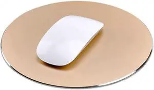 Mouse Pad Round Aluminum Alloy Gaming Mouse Pads Non-Slip PU Base Micro Sand Blasting Aluminum Surface Nice Smooth Top Sleek and Very Easy to Clean for Computer Laptop,8.66"x8.66"x0.08"