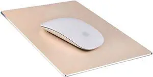 Mouse Pad Rectangle Aluminum Alloy Gaming Mouse Pads Non-Slip PU Base Micro Sand Blasting Aluminum Surface Nice Smooth Top Sleek and Very Easy to Clean for Computer Laptop,8.66"x7.08"x0.08"