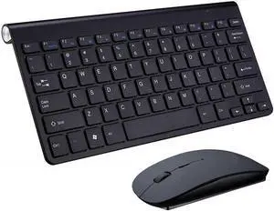 K1088 Keyboard and Mouse Combo[Energy Saving], 2.4G Ultra Thin Wireless Keyboard and Slim DPI Adjustable Mouse for PC, Desktop, Computer, Notebook, Laptop, Windows XP/Vista /7/8/10 -(Black)