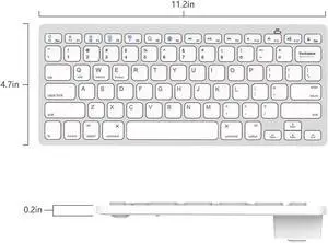 Bluetooth Keyboard, Universal Wireless Bluetooth Keyboard Ultra Slim for Apple iOS iPad Pro, mini 4, iPhone X/8/7Plus/6, Android Tablets (Galaxy Tab), Windows Mac OS 6.0 & later (White)