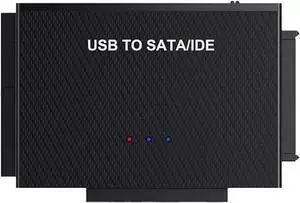 SATA/IDE USB C Adapter, Hard Drive Reader with USB A and USB C Port for Universal 2.5"/3.5" Inch External HDD/SSD with 12V 2A Adapter, Support 6TB for Windows and Mac OS
