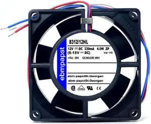 8312/12HL ebmpapst 12V 80mm Fan - 8032 0.33A 4W 2-Wire Cooling Fan