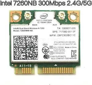 Wireless Wifi Card Dual Band Intel 7260 NB 7260HMW 7260NB Mini PCI-E 300Mbps 802.11N 2.4G / 5Ghz for Laptops 7260NB
