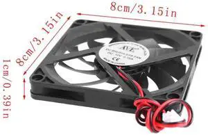 Disipador de calor para ordenador, ventilador de refrigeración sin escobillas, 12V, 2 pines, 80x80x10mm, 8010 Disipador de calor para ordenador, ventilador de refrigeración sin escobillas, 12V, 2 pines, 80x80x10mm, 8010