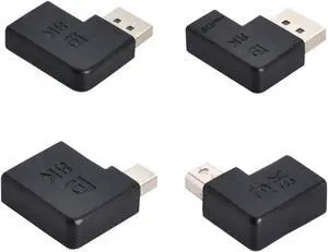 4pcs/set 1.4 8K to DP Adapter Male Female Ultra-HD UHD Angled Mini DisplayPort