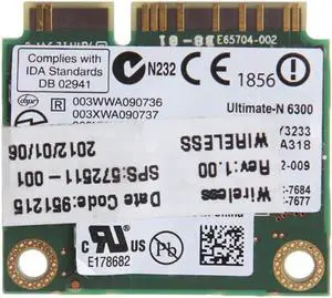 Dual Band 6300AN Half Mini PCIe for In-tel Wireless Wifi Card 450M for H-P 8770w 8760w 8770w 6460b 8460w 2560p SPS:572511-001