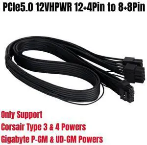 12VHPWR Gen5.0 PCIe 5.0 600W 16Pin 12+4Pin to Dual 8Pin VGA GPU Power Cable ForCorsair Powers, Suppport High-end Graphic Cards