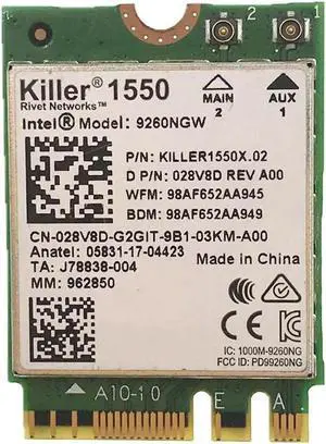 For Killer 1550 Intel 9260 9260NGW NGFF 1730Mbps WiFi + Bluetooth-compatible 5.0 802.11ac Card Better than Killer 1535