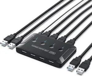 4 Port PCs Sharing 4 Devices KVM USB 2.0 Switch Selector for Keyboard Mouse
