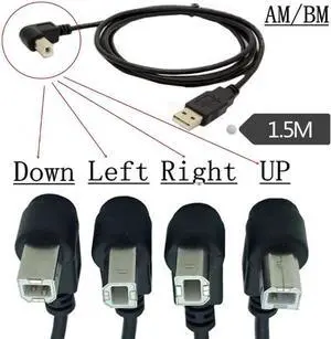 USB 2.0 A Male to USB B Male Type B BM Up&Down&Right & Left Angle Printer scanner 90 degree cable 150cm BM Angled Cable