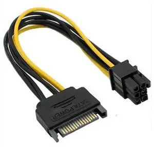 Wholesale PC Adapter plug - ins SATA Male Power Connectors Cable 15 Pin To PCI Express 6 Pin Female Power Connector Cables Cord