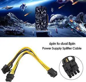 VGA PCI Express Adapter PCI-E 6 Pin to Dual 8 Pin Power Splitter Cable Flexible Riser Card Extension Port Adapter