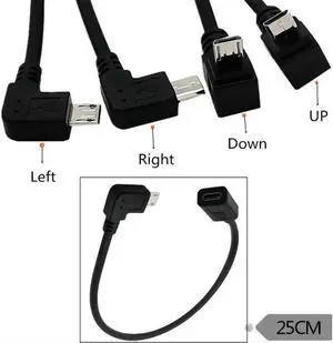 USB 3.1 Type C Female to micro USB 2.0 micro Male 90 Angle Data Sync Power Supply Cable Cord 0.25m