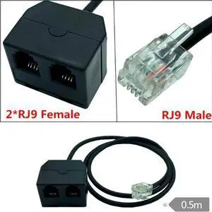 RJ9 Male to 2 Female 4P4C Connector Adapter Splitter Extension Cable RJ9 Telephone Extension Cable Line RJ9 Male to 2 Female 4P4C Connector Adapter Splitter Extension Cable RJ9 Telephone Extension Cable Line