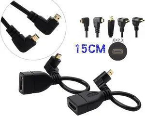 Degree Micro HDMI Male To HDMI Female Adapter Cable Left Angle 90 Degree HDMI Converter Code For PC HDTV Projector