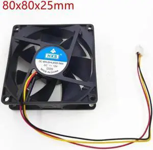 80x80x25mm 12V PC Cooling Fan Portable Cooler Fan Ball Bearing 3 Pin 2Pin Connector