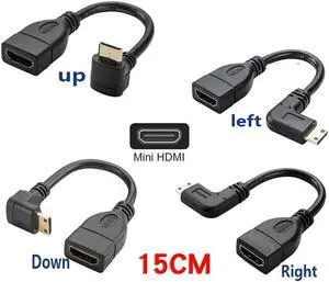 90 Degree Mini HDMI Right Angled male to HDMI female cable Gold Plated for HDTV 1080p PS3 Evo HTC Vedio