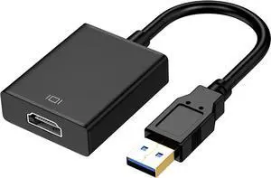 USB to HDMI Adapter for Monitor Windows 11/10 / 8 HDMI USB Converter for Laptop Mac MacBook pro USB 3.0 USB 2.0 HDMI Cable Multiple Monitors for Desktop PC TV Black