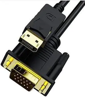 Displayport to VGA Cable Dafensoy DisplayPort to VGA Adapter Gold Plated DP Male to VGA Male Cable for Connects DP Port from Desktop Laptop to Monitor Projector with VGA Port (1.8m/6Feet)