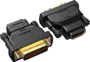 DVI to HDMI Adapter 2-Pack Bidirectional Female HDMI to DVI-D(24+1) Male Adapter with Gold-Plated for Computer Monitor Projector TV PS3/4/5 Nintendo Switch and More