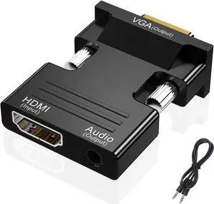 HDMI to VGA Adapter Converter Audio Output Computer Set-top Box Connector Dongle for Laptop PC Monitor Projector HDTV Chromebook Xbox -3.5mm Stereo Cable Included