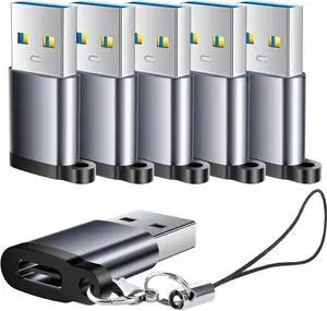USB to C Adapter 6 Pack USB to USBC Adapter USB A to C Adapter USBC to USB Adapter USB 3.0 to USB C Female USB-C to USB Adapter for iPhone 15 14 13 MacBook iPad AirPods and More Grey