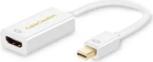 4K Mini DisplayPort to HDMI Adapter Mini DP(Thunderbolt Port Compatible) to HDMI AV HDTV Male to Female Adaptor for Mac Book Imac White Color