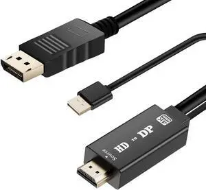HDMI to DisplayPort Cable 4K@60 Hz HDMI Source to DisplayPort Monitor 6 Feet HDMI to DP Cable for Laptop PS5 PS4 Pro PC to Monitor