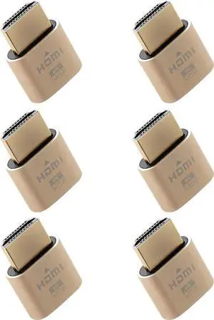4K HDMI Dummy Plug - Virtual Monitor Display Emulator Headless Display Adapter Supports up to 3840x2160@60Hz 1080@120Hz DVI EDID Emulator (6 Pack)