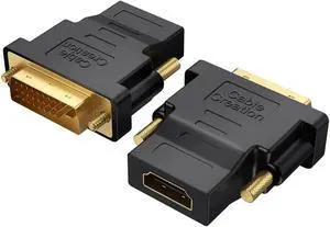 DVI to HDMI Adapter 2-Pack Bi-Directional DVI Male to HDMI Female Converter Support 1080P 3D for PS3 PS4 TV Box Blu-ray Projector HDTV
